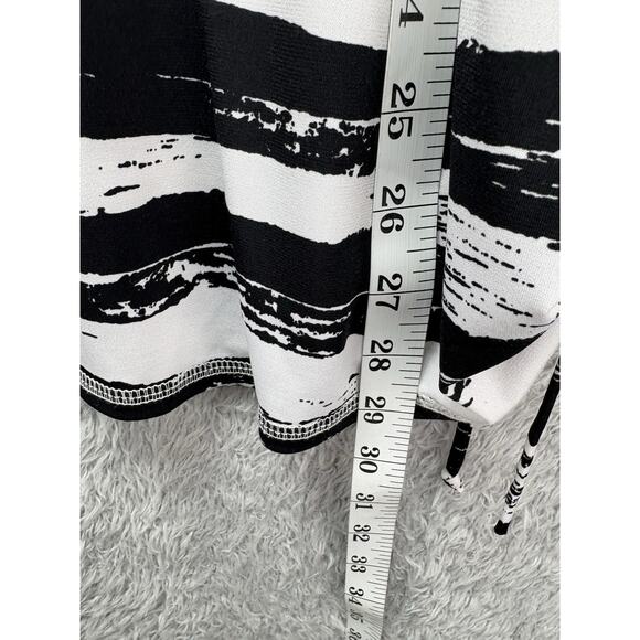 Joseph Ribkoff Black White Top Sz 18 XL Rouched Sides Liquid Knit - Picture 5 of 11